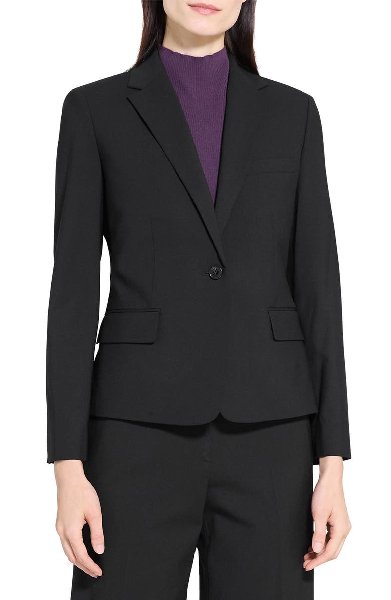 Theory Slim Fit Stretch Wool One Button Blazer, Main, color, 