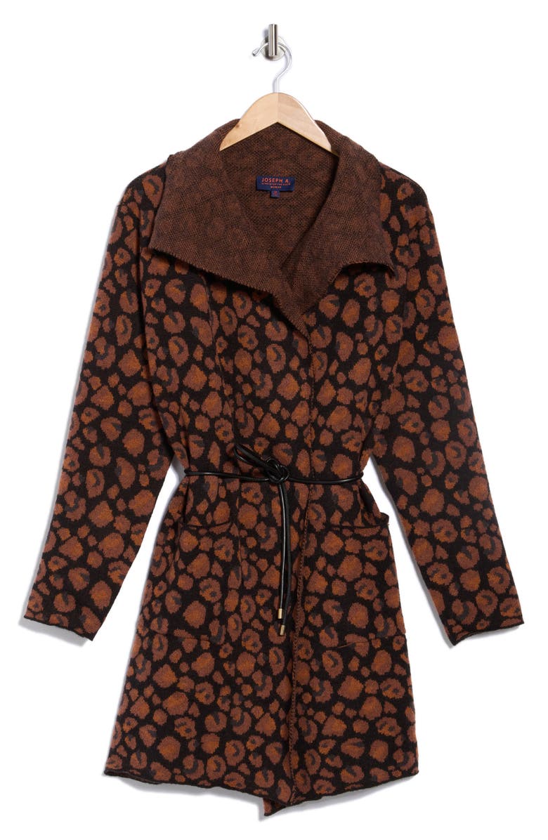 Joseph A Belted Sweater Coat, Alternate, color, Stella Leopard
