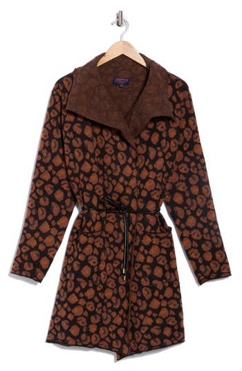 Joseph A Belted Sweater Coat In Brown