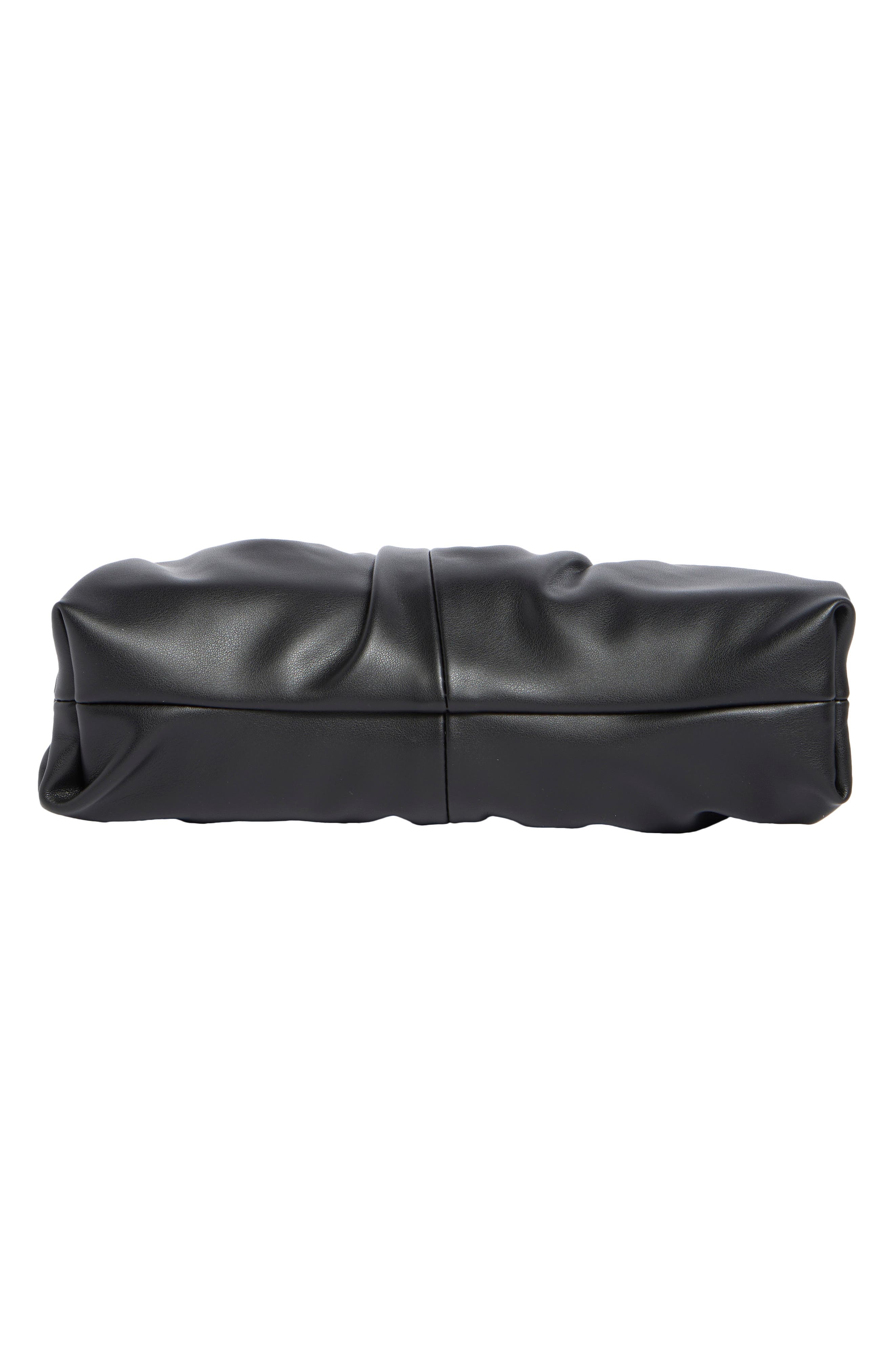 Nix Gathered Soft Faux Leather Frame Clutch, Alternate, color, BLACK