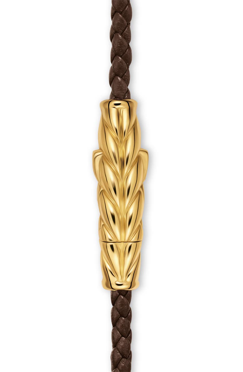 David Yurman Men's Chevron Triple Wrap Bracelet in Leather with 18K Yellow Gold, 3mm, Alternate, color, Brown
