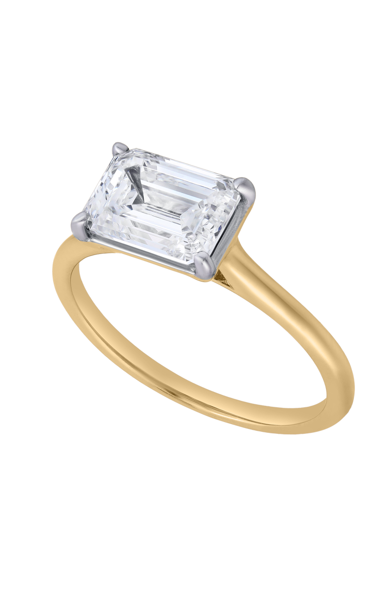 LuvMyJewelry Posy 2 Ct Emerald East West Lab Grown Diamond Ring, Alternate, color, 14K Yellow Gold