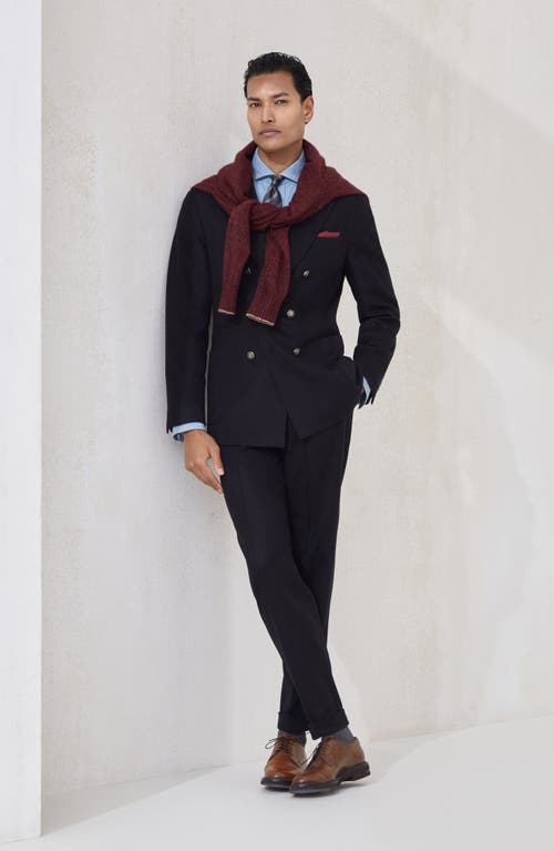 Brunello Cucinelli Flannel Leisure Fit Trousers In Black