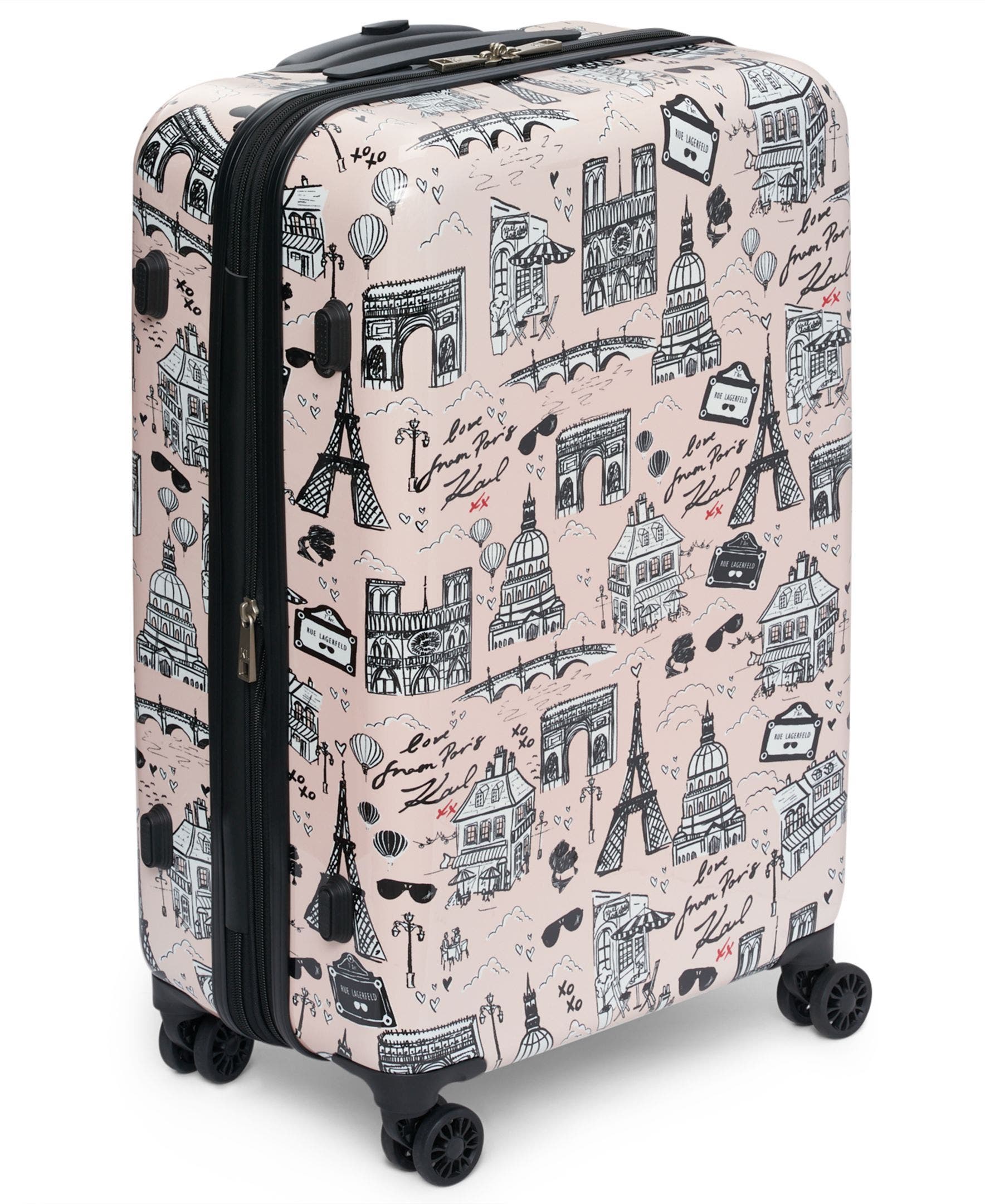 KARL LAGERFELD Karl in Paris Upright Suitcase, Alternate, color, Pink/Black