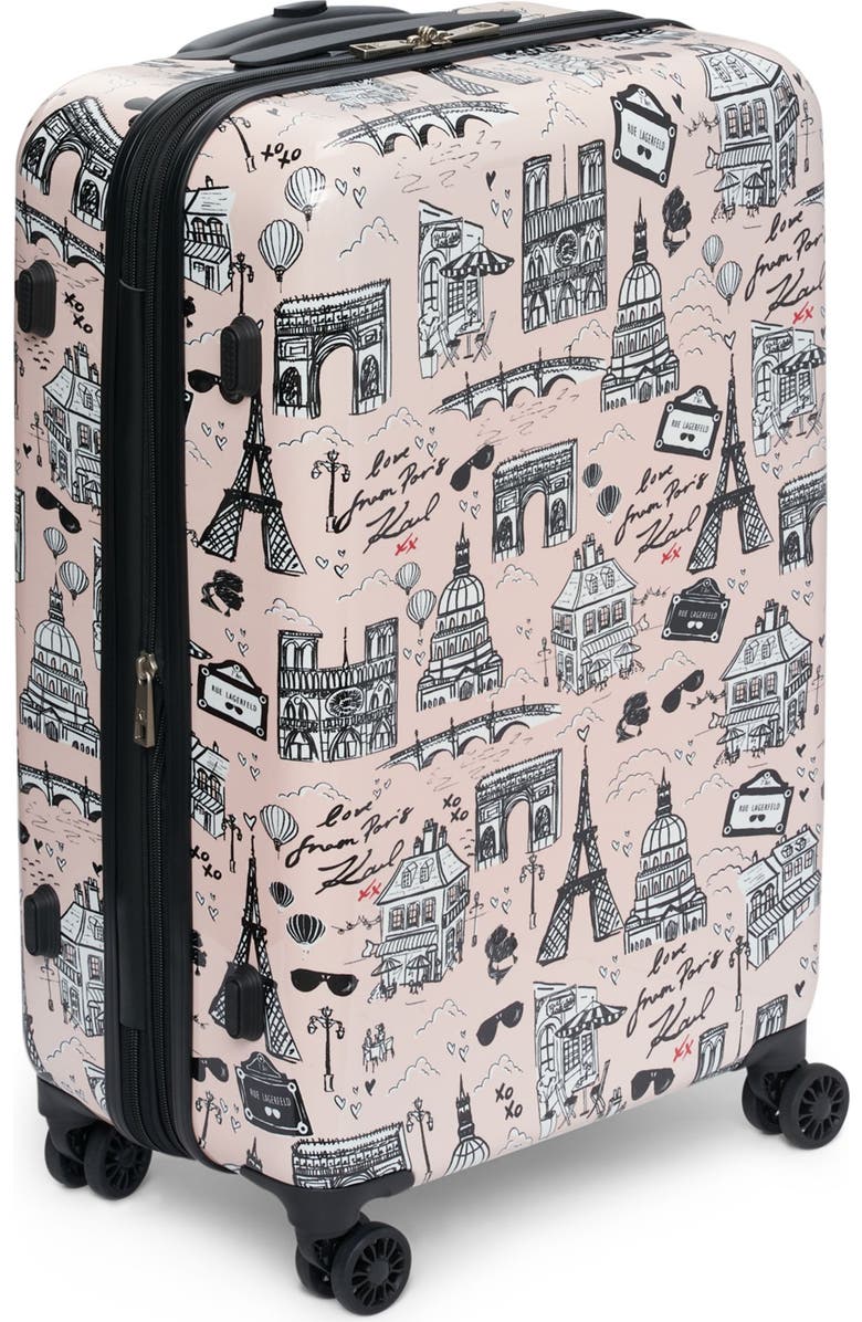 KARL LAGERFELD Karl in Paris Upright Suitcase, Alternate, color, Pink/Black