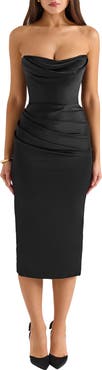 HOUSE OF CB Santana Strapless Satin Cocktail Dress