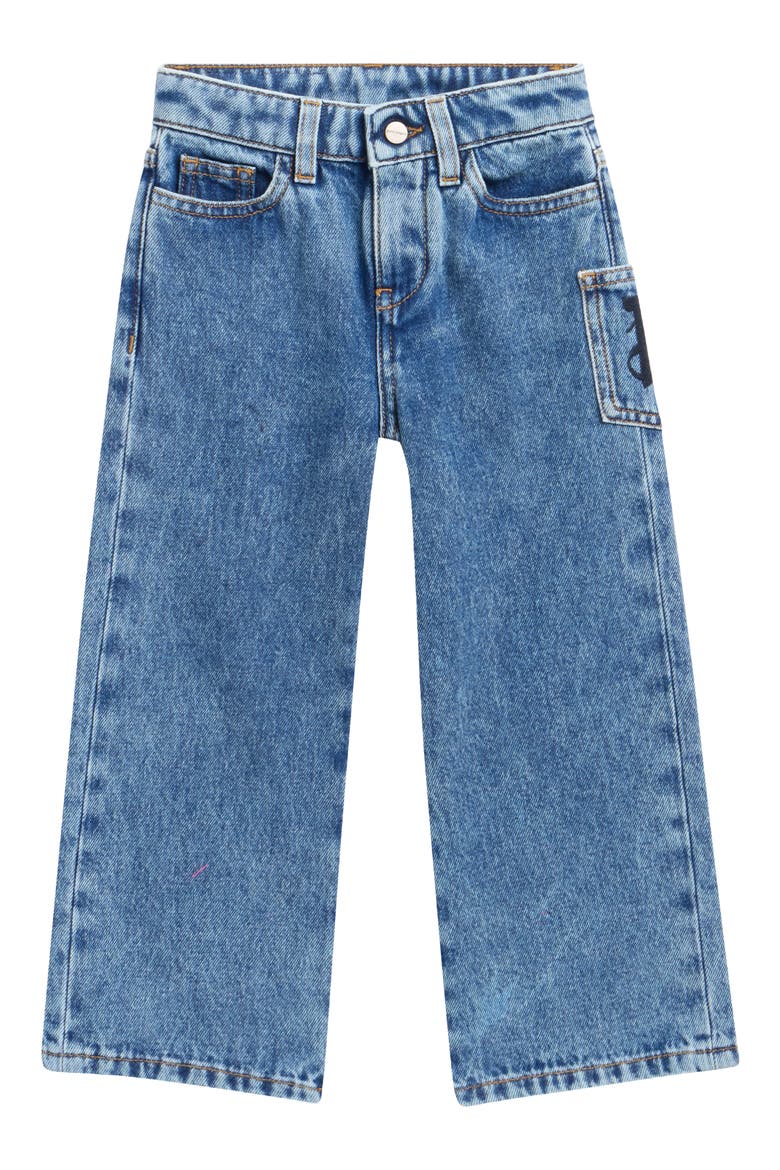 Kids' Embroidered Wide Leg Jeans, Main, color, LIGHT BLUE - BLUE