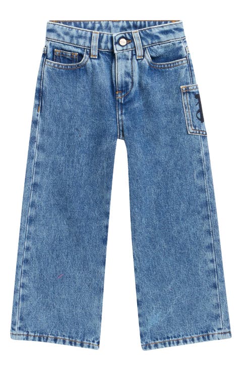 Kids' Embroidered Wide Leg Jeans
