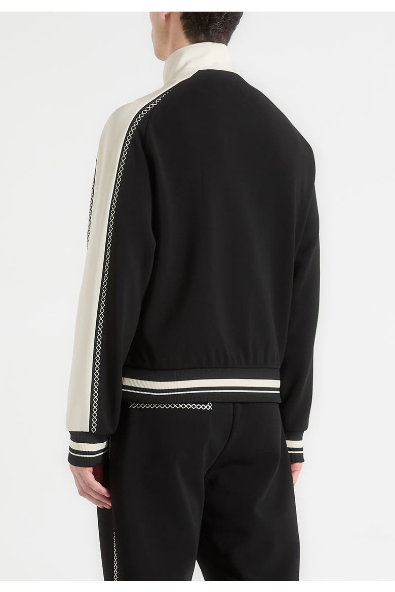 Tristan Contrast Whipstitch Raglan Track Jacket, Alternate, color, Black