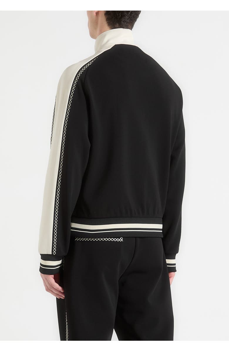 Manière De Voir Tristan Contrast Whipstitch Raglan Track Jacket, Alternate, color, Black
