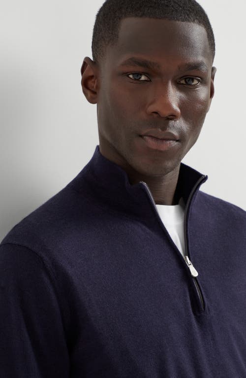 Brunello Cucinelli Sweater With Half Zipper In Navy Blue