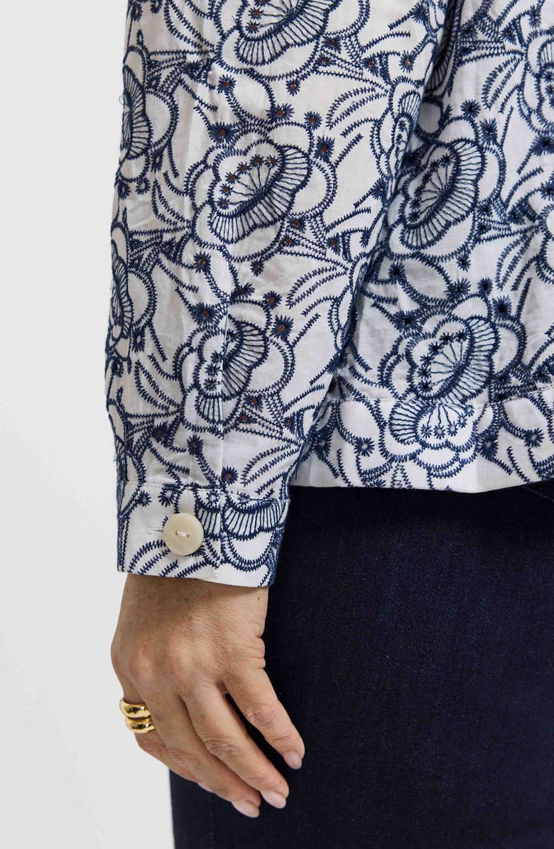 Foxcroft Thelma Embroidered Eyelet Jacket, Alternate, color, 