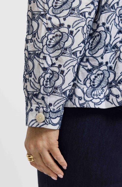 Foxcroft Carolina Floral Embroidered Cotton Button-up Shirt In Multi