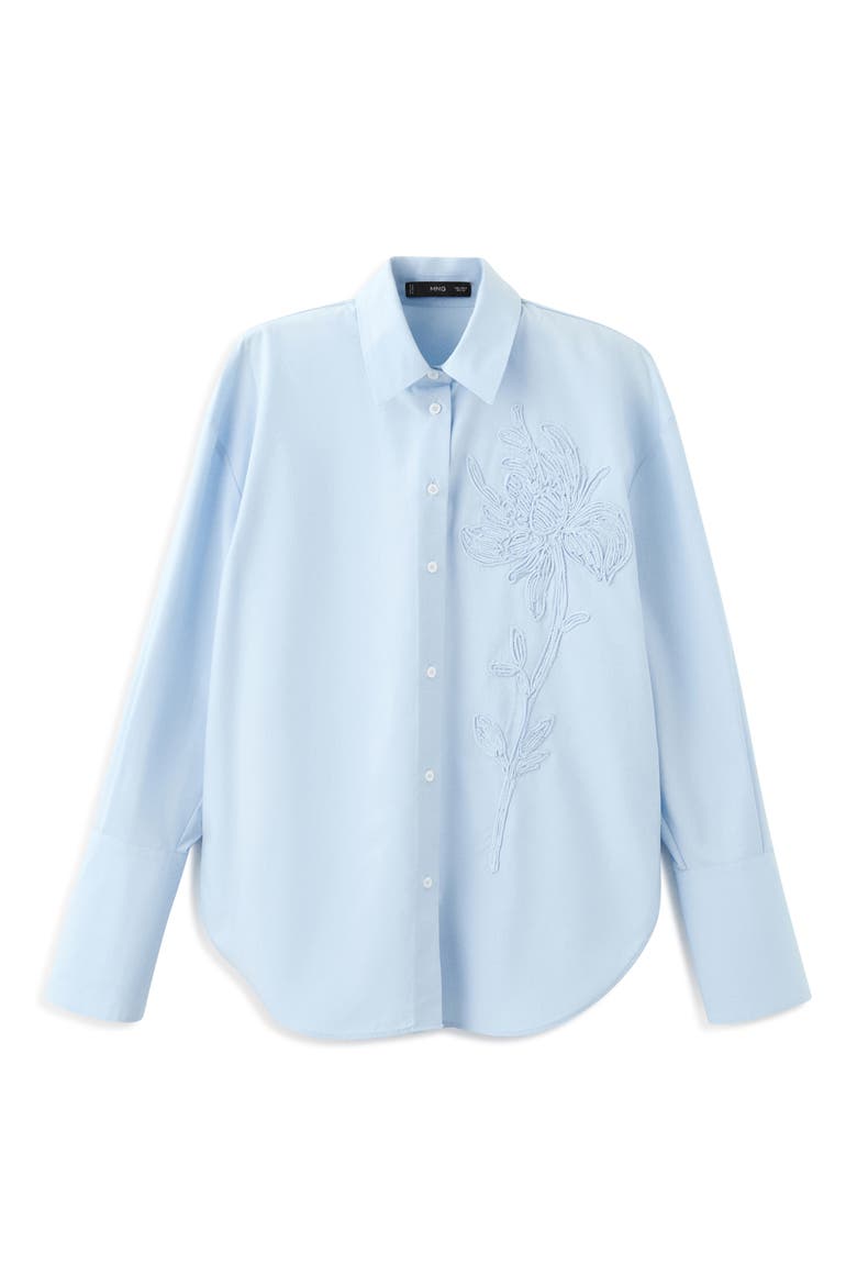 Embroidered Floral Button-Up Shirt, Alternate, color, SKY BLUE