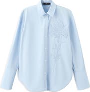 MANGO Embroidered Floral Button-Up Shirt