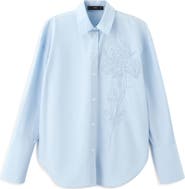 MANGO Embroidered Floral Button-Up Shirt