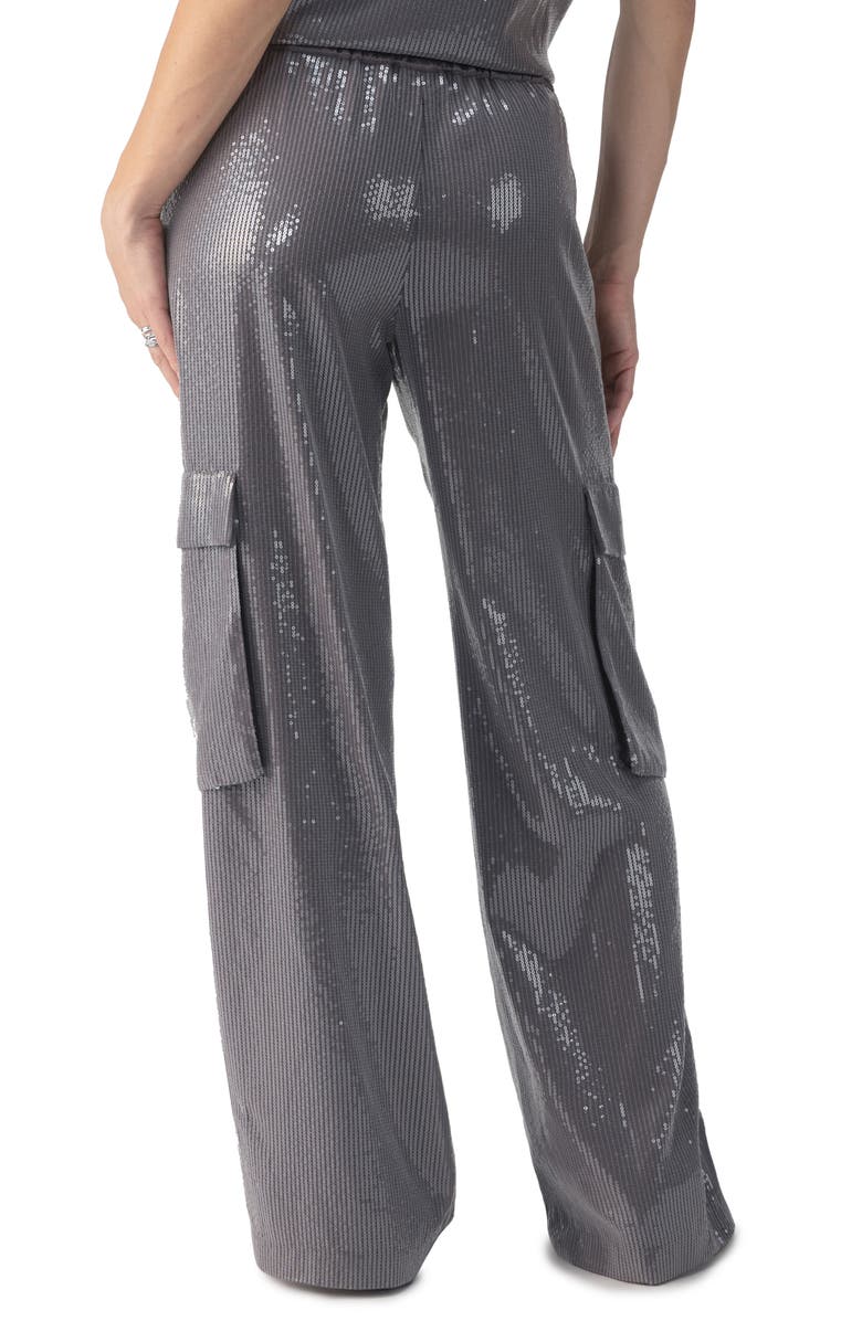 Sanctuary Sequin Drawstring Cargo Pants, Alternate, color, 