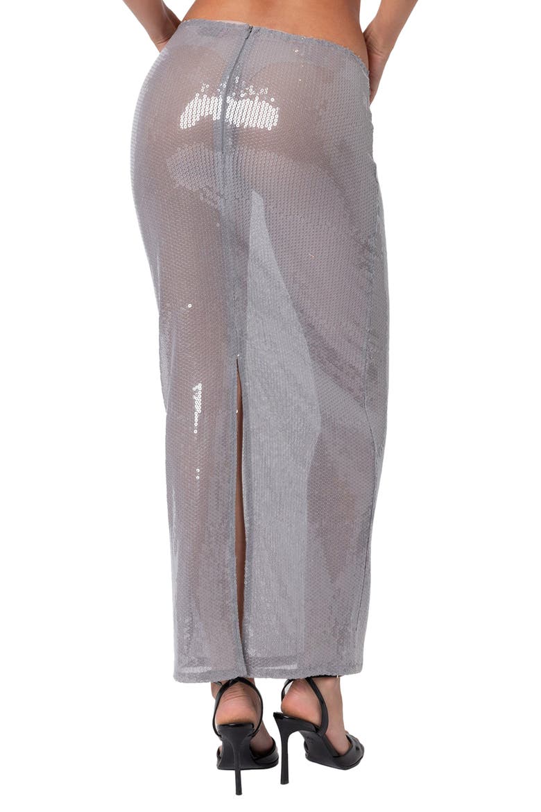 Riki Sheer Sequin Low Rise Maxi Skirt, Alternate, color, GRAY