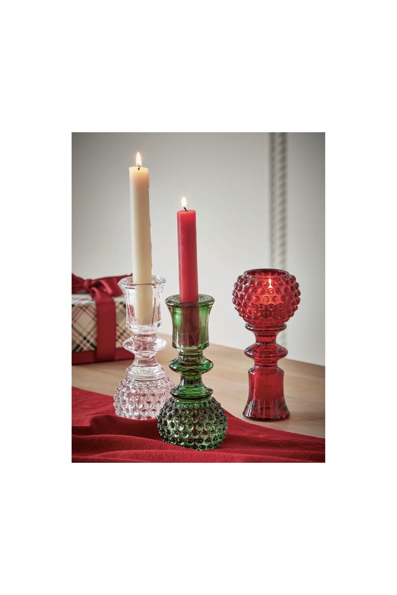 Hobnail Glass Candle Holder for Tealights and Tapers Clear, Alternate, color, Clear