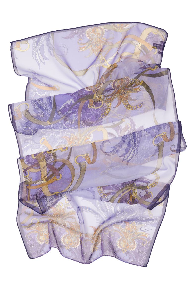 Alessandra - Long Sheer Silk Scarf for Women, Alternate, color, Purple
