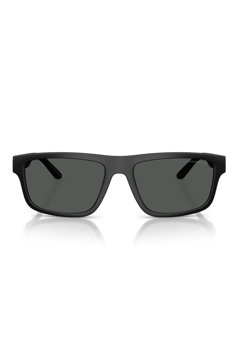 57mm Rectangle Sunglasses, Main, color, MATTE BLACK / DARK GREY