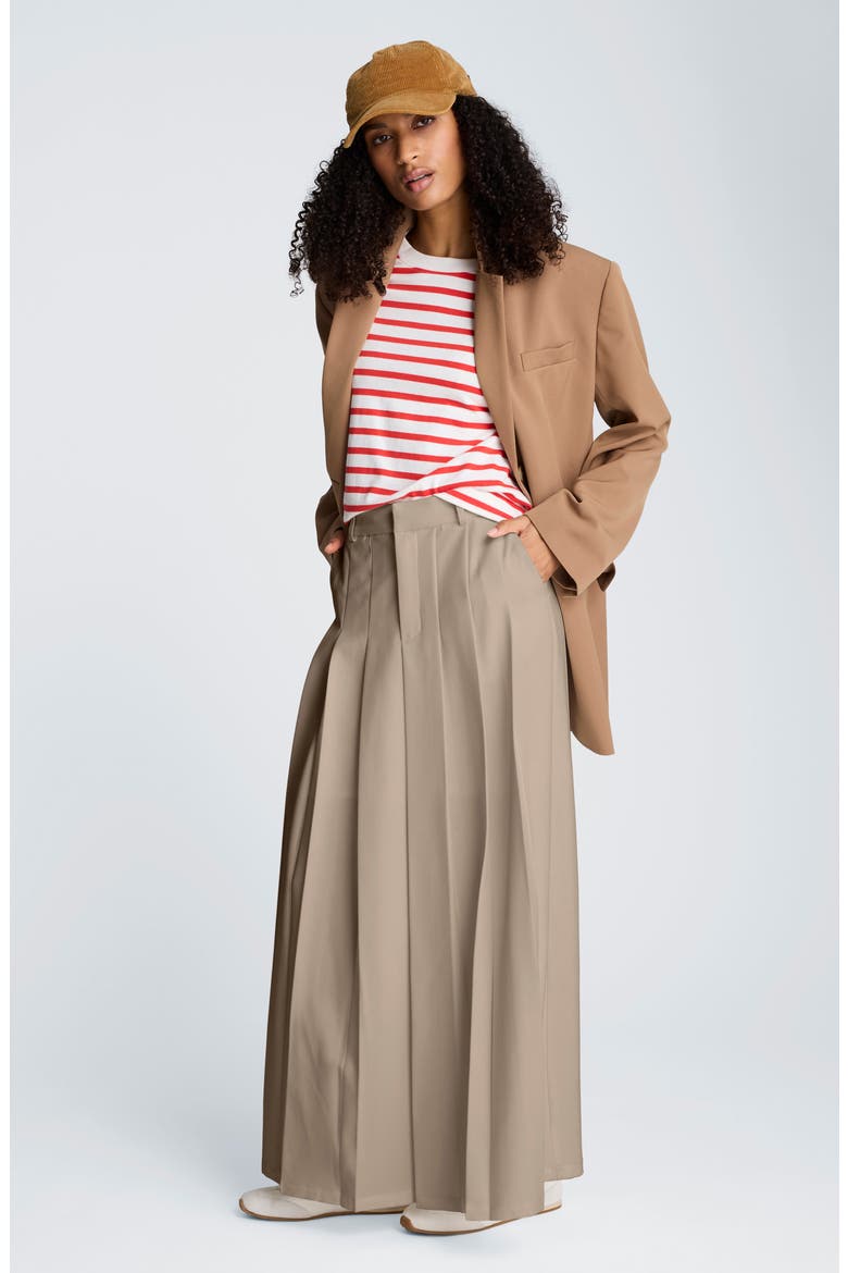 Pleated Stretch Maxi Skirt, Alternate, color, BURLAP