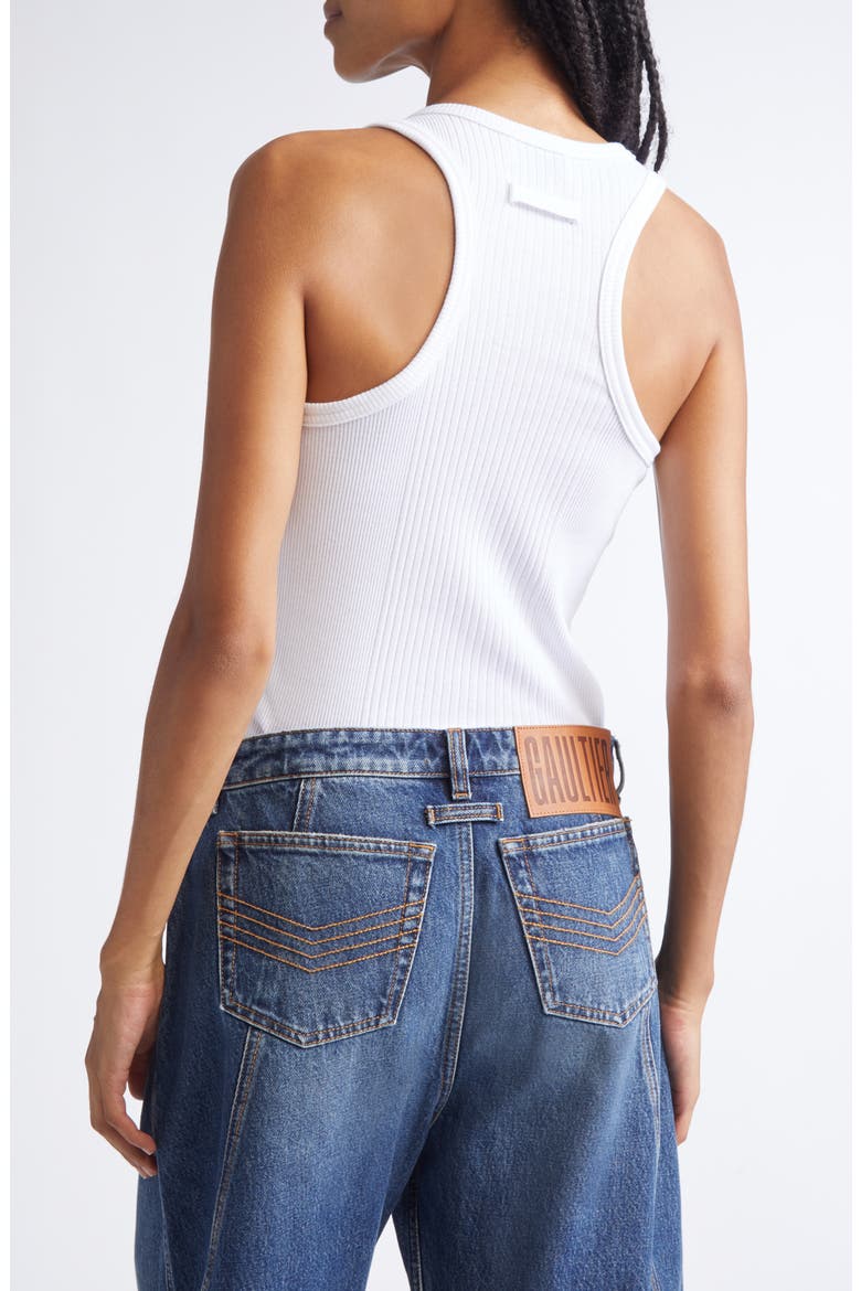 Ring Detail Cotton Rib Tank, Alternate, color, WHITE