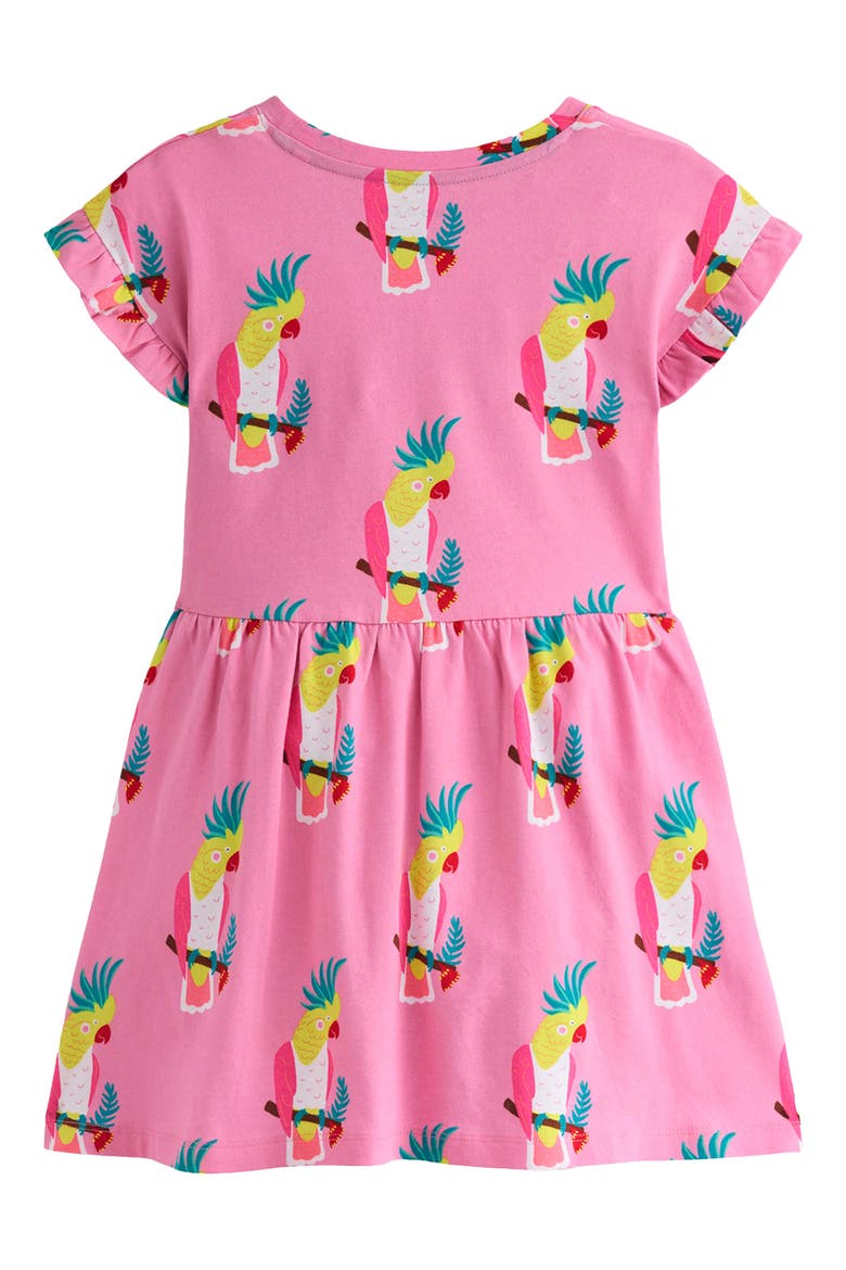 Kids' Printed Cotton Jersey T-Shirt Dress, Alternate, color, FLAMINGO PINK TROPICAL BIRD