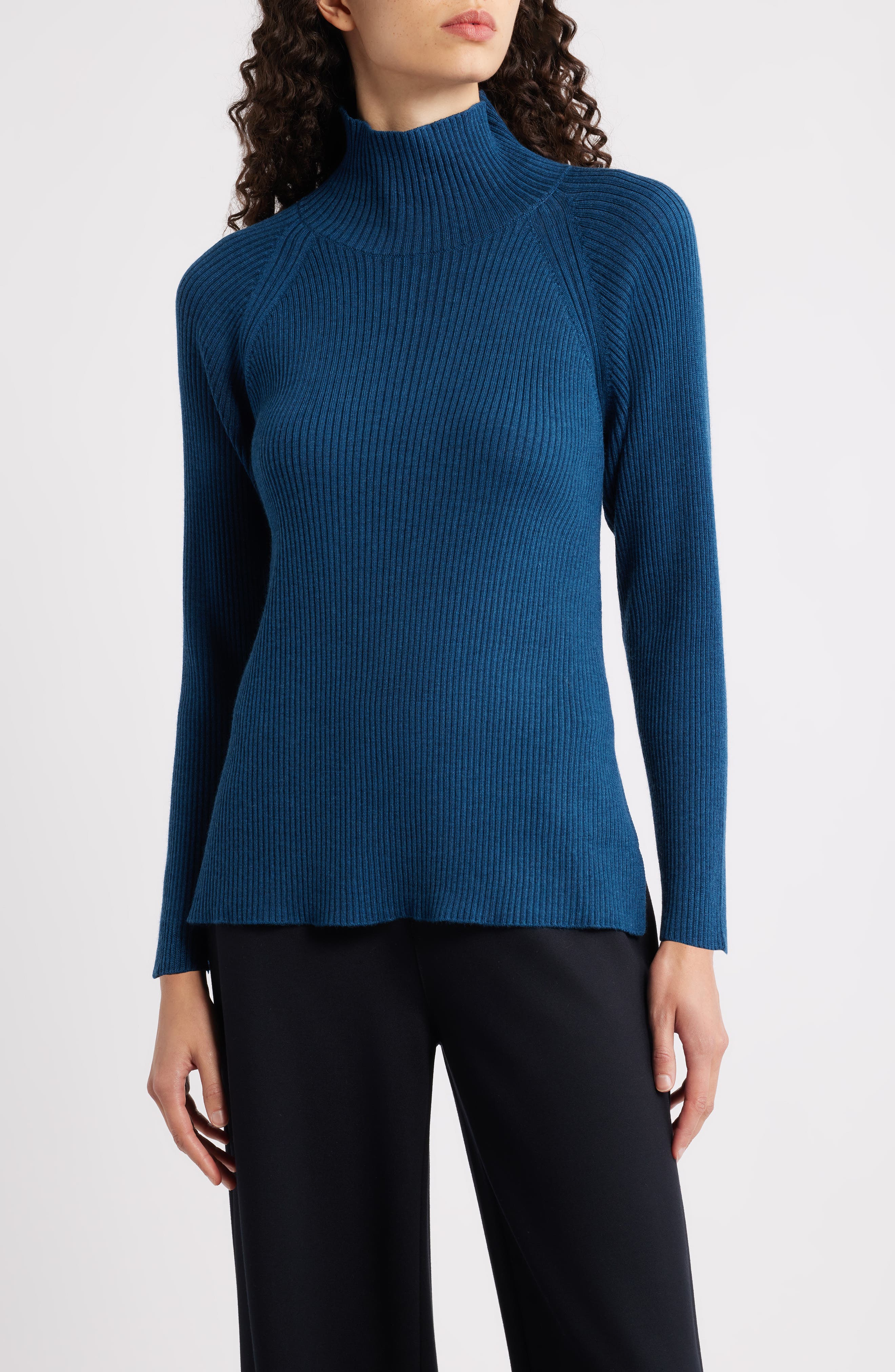 Eileen Fisher Rib Turtleneck Wool Sweater