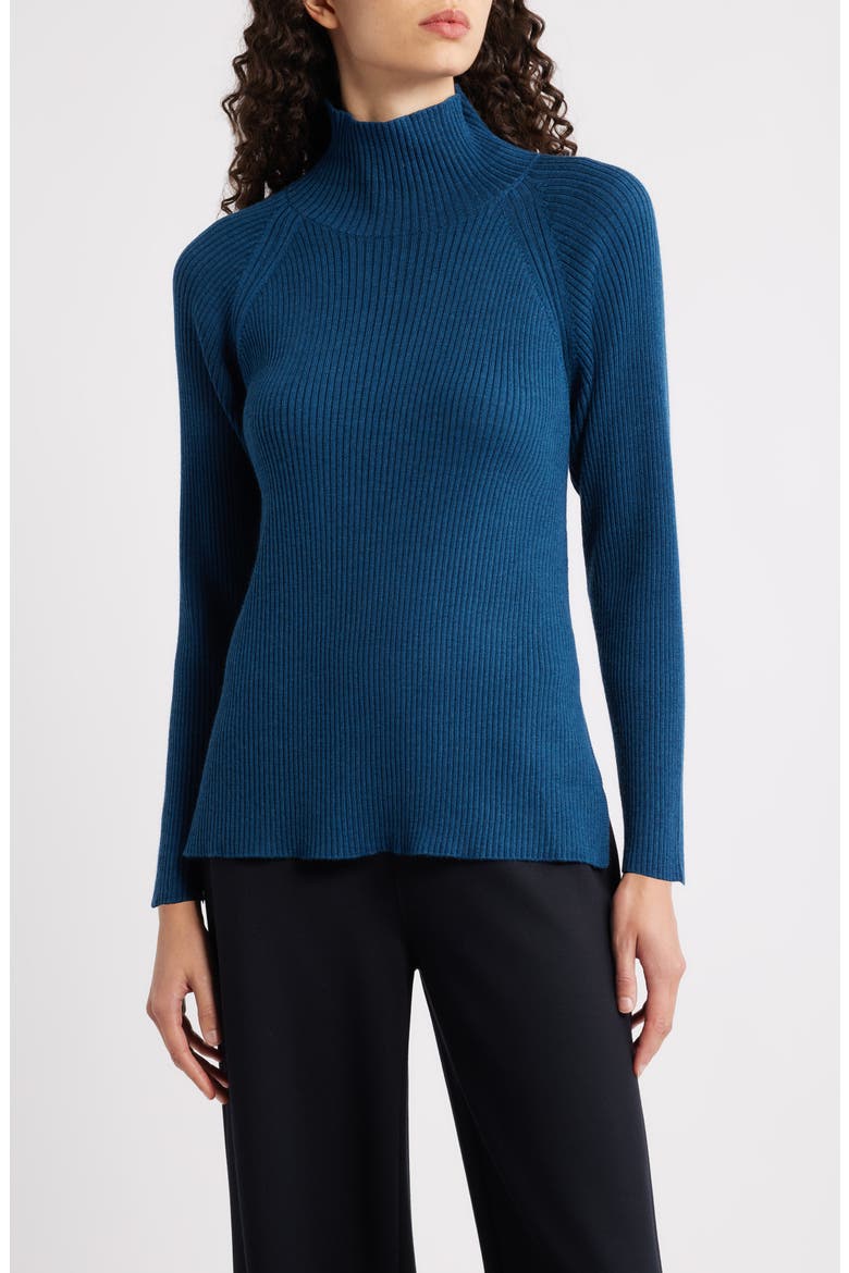Rib Turtleneck Wool Sweater, Main, color, ATLANTIS