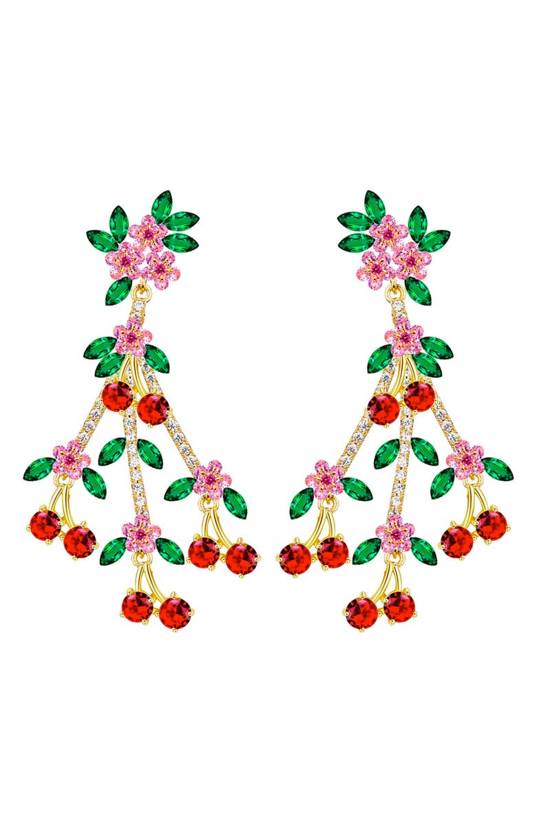 EYE CANDY LOS ANGELES Donya Cherry Cubic Zirconia Drop Earrings, Main, color, Red