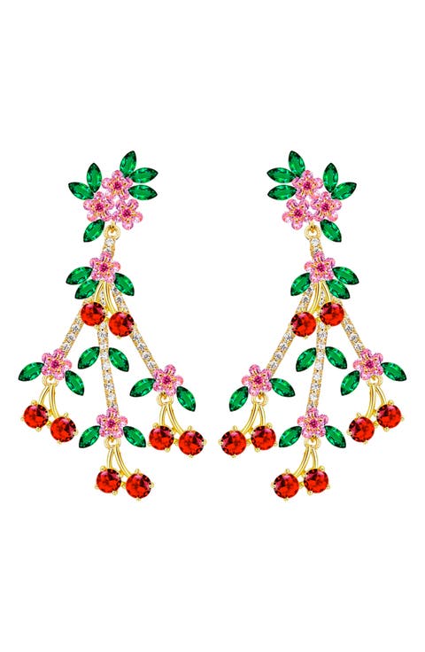 Donya Cherry Cubic Zirconia Drop Earrings