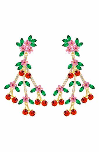 EYE CANDY LOS ANGELES Donya Cherry Cubic Zirconia Drop Earrings