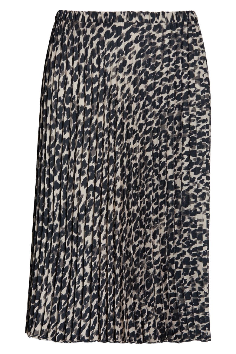 Pleated Midi Skirt, Alternate, color, BEIGE ANIMALIA PRINT