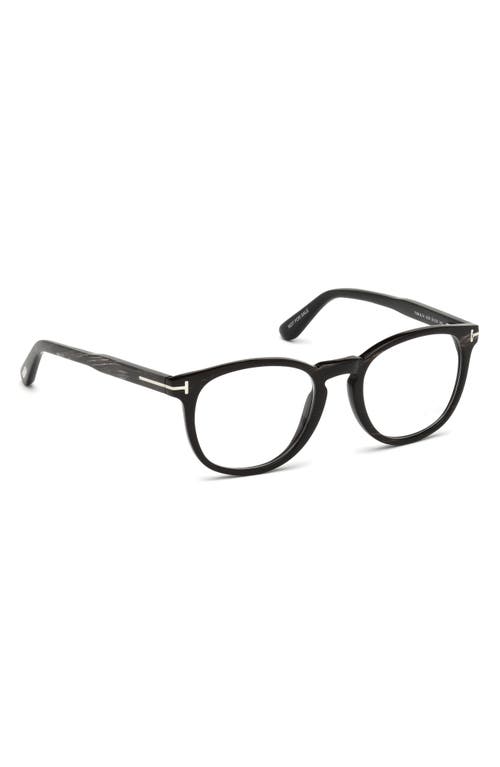 Tom Ford 51mm Round Optical Glasses In Striped Brown/ruthenium
