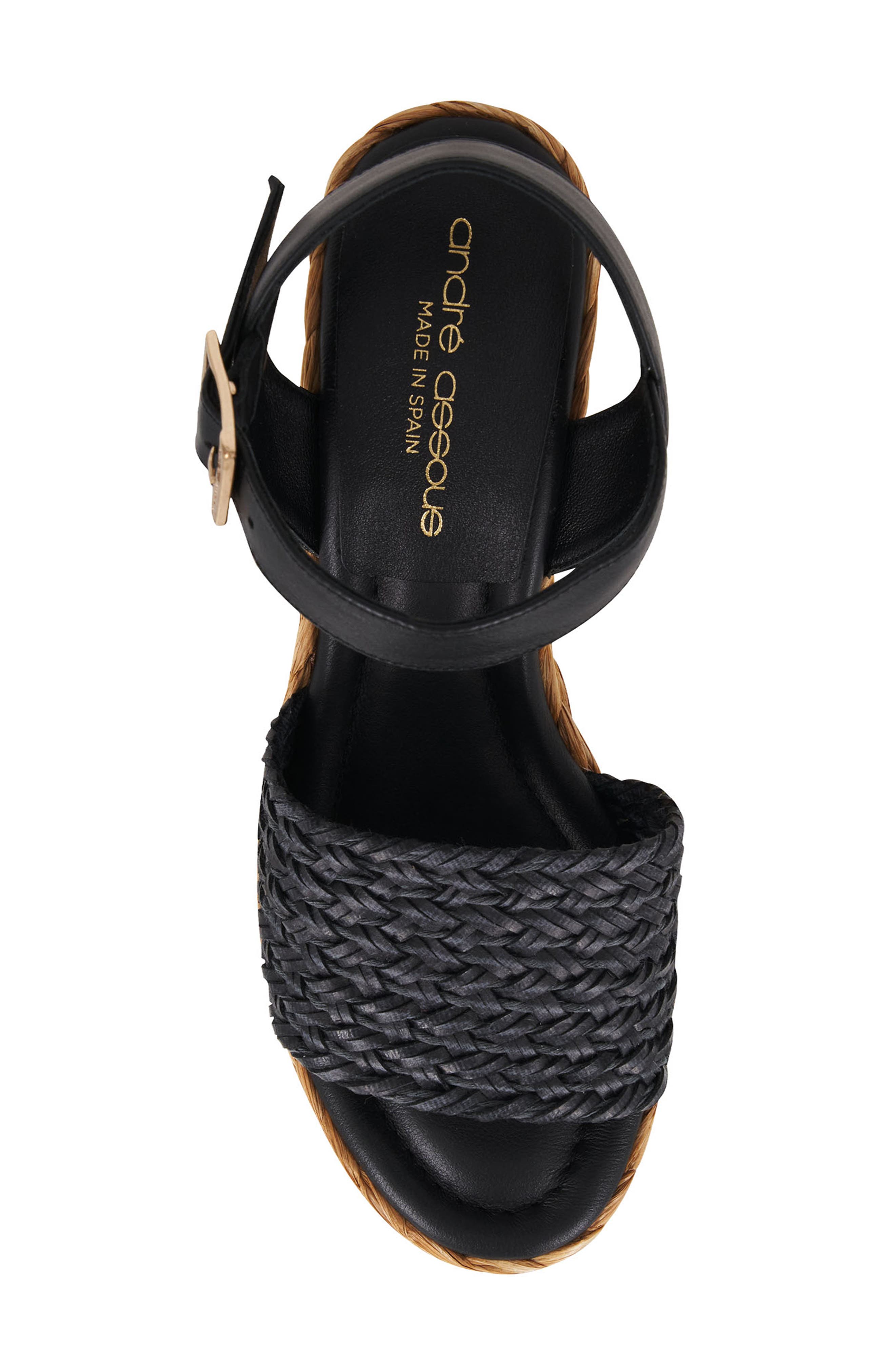 André Assous Carissa Ankle Strap Espadrille Platform Wedge Sandal, Alternate, color, Black