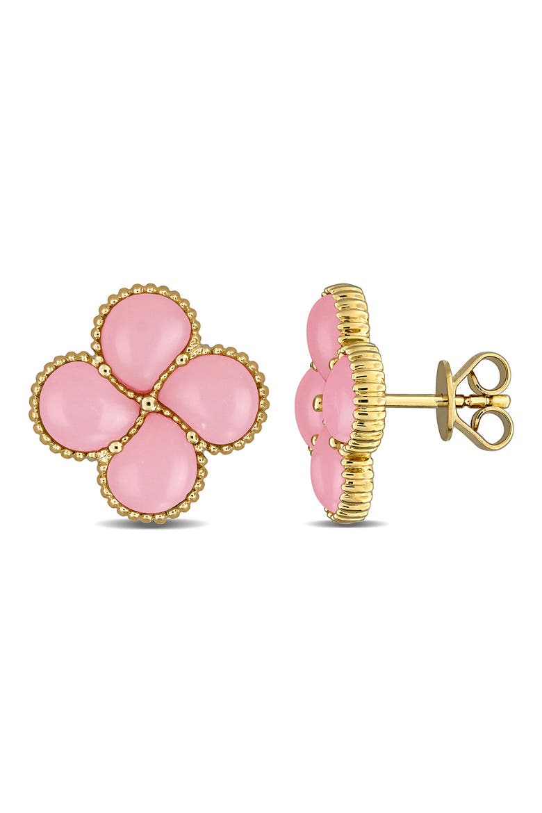 Lab Created Pink Opal Stud Earrings, Main, color, PINK