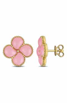 Lab Created Pink Opal Stud Earrings