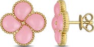 DELMAR Lab Created Pink Opal Stud Earrings
