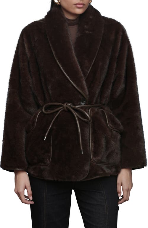 Avec Les Filles Shawl Collar Faux Fur Jacket In Black