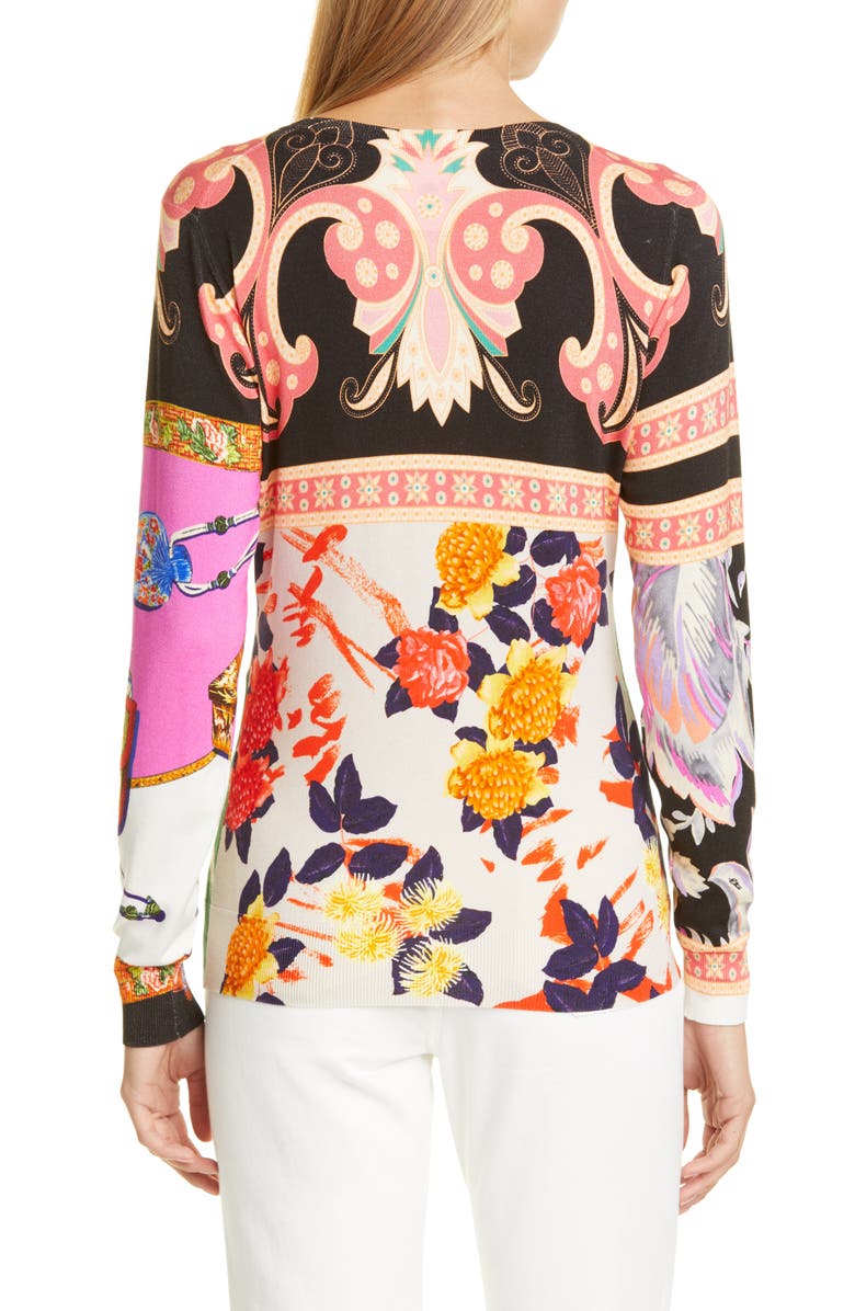 Etro Floral Print Silk Blend Sweater, Alternate, color,