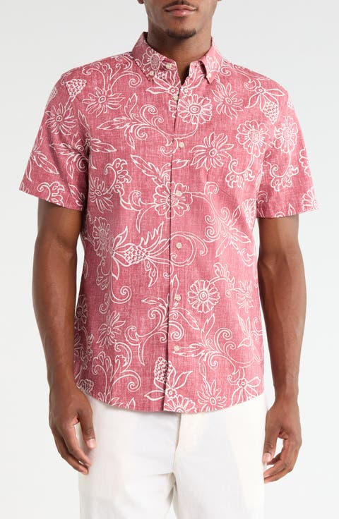 Hawaiian Gardenias Floral Button Down Shirt