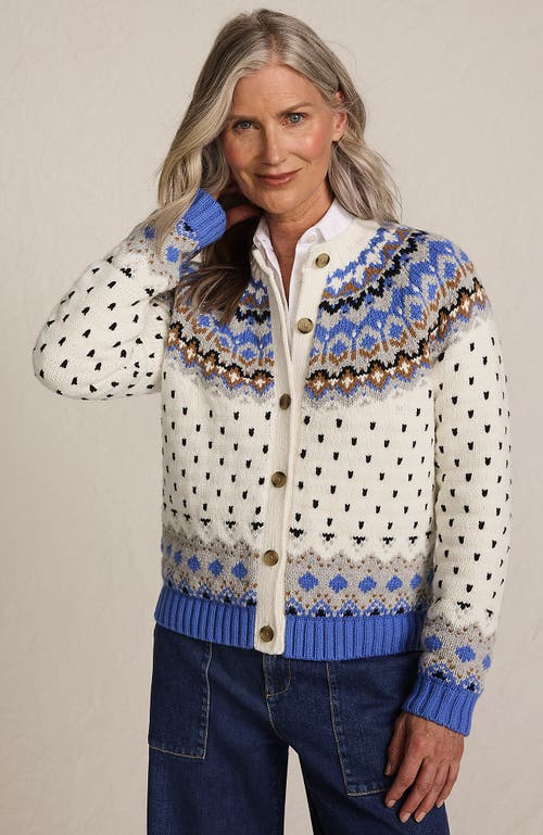 Lands' End Lofty Birdseye Fair Isle Cardigan Sweater In Multi