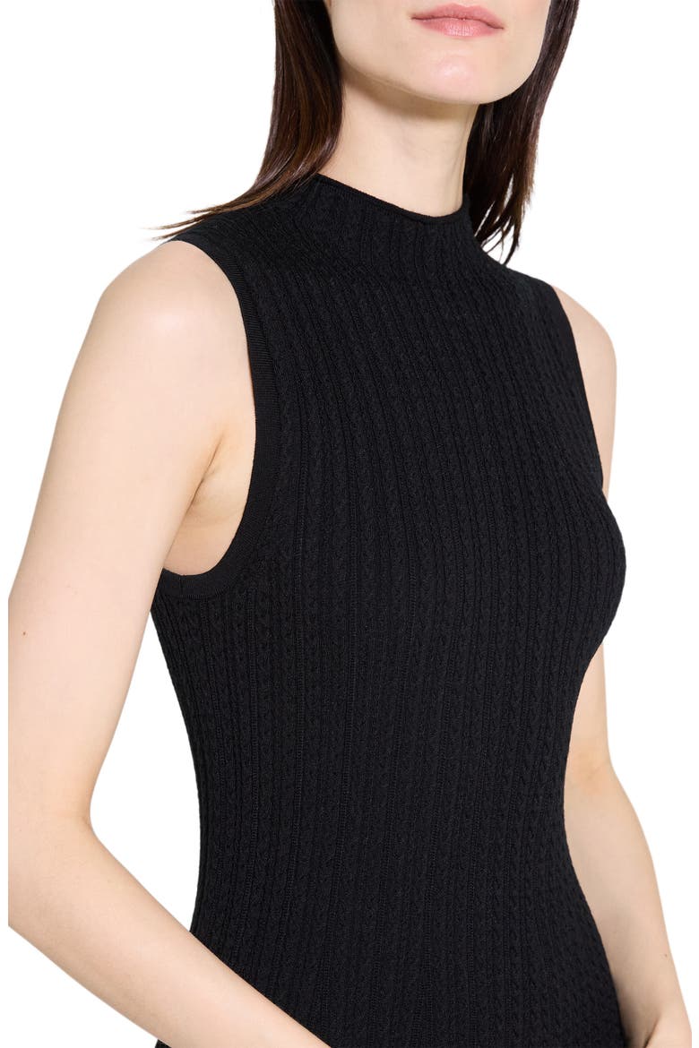 Cable Stitch Sleeveless Wool Blend Sweater Midi Dress, Alternate, color, BLACK