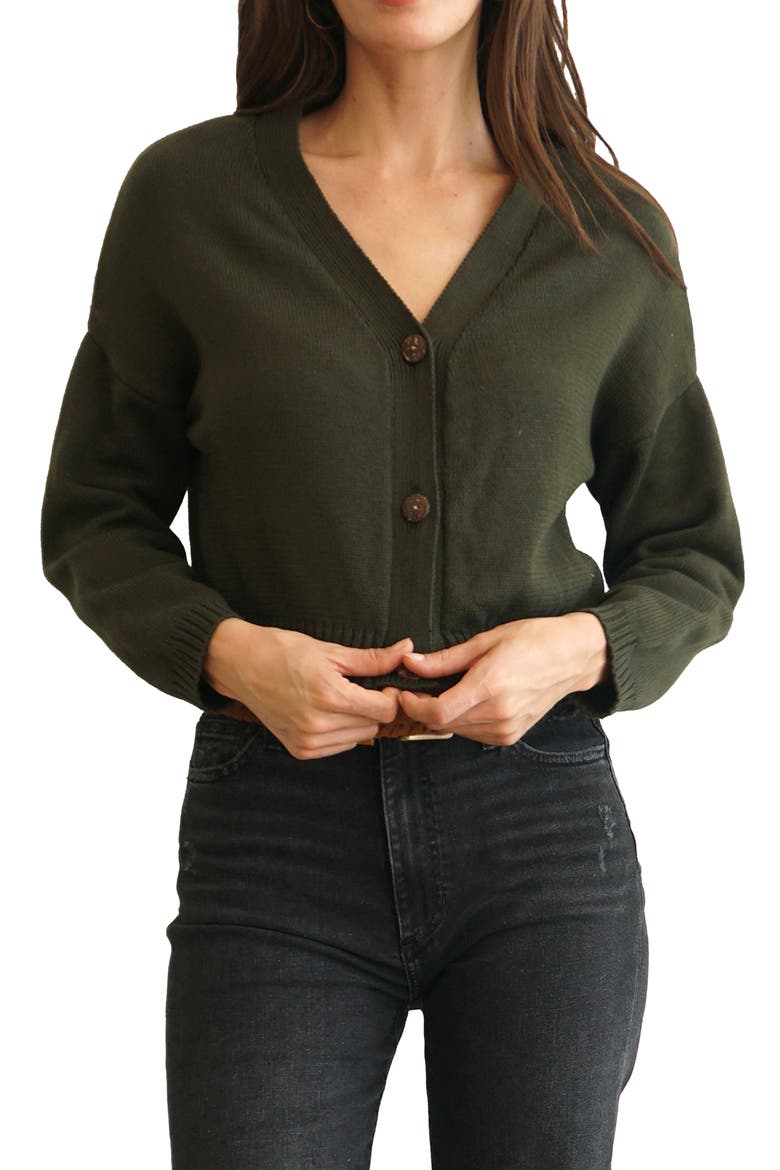 Diana Cropped Cardigan, Main, color, Forest Green