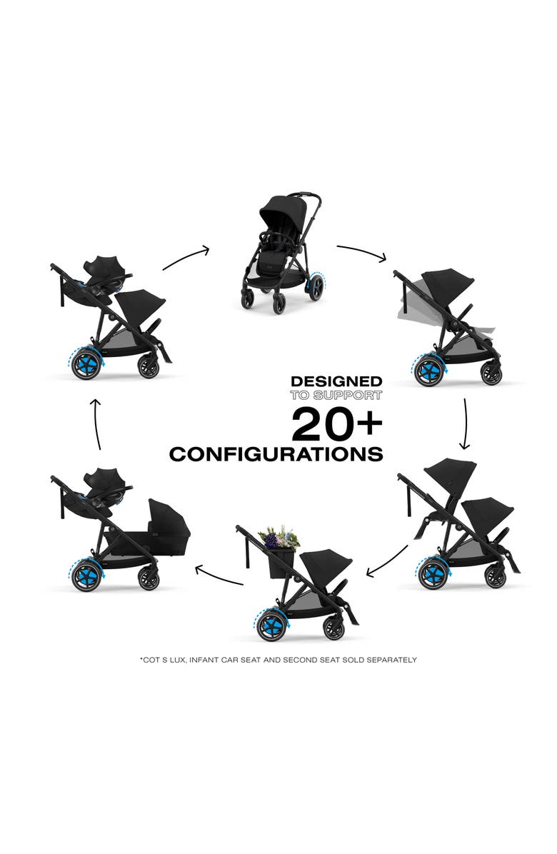 CYBEX e-Gazelle S Stroller, Alternate, color, Black/ Moon Black