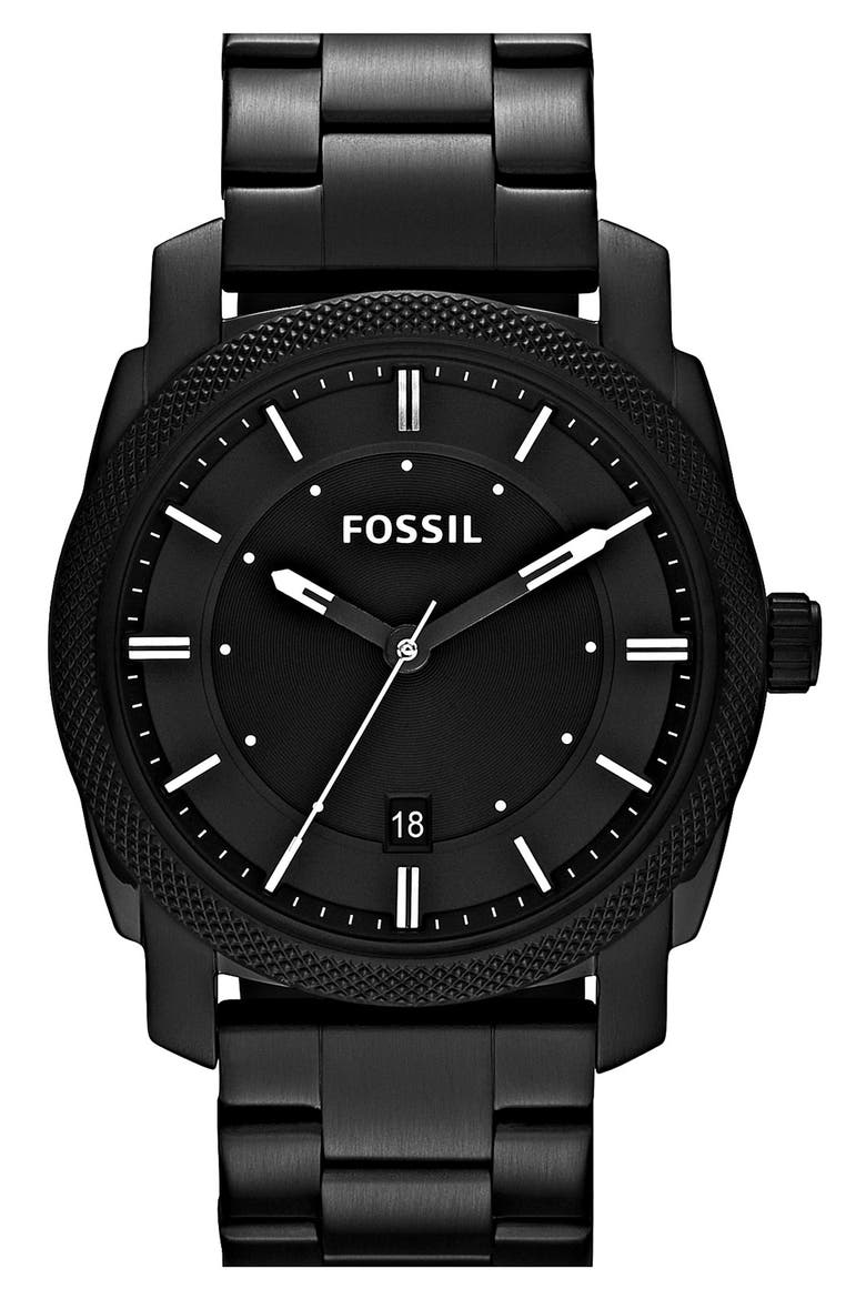 'Machine' Bracelet Watch, 42mm, Main, color, BLACK