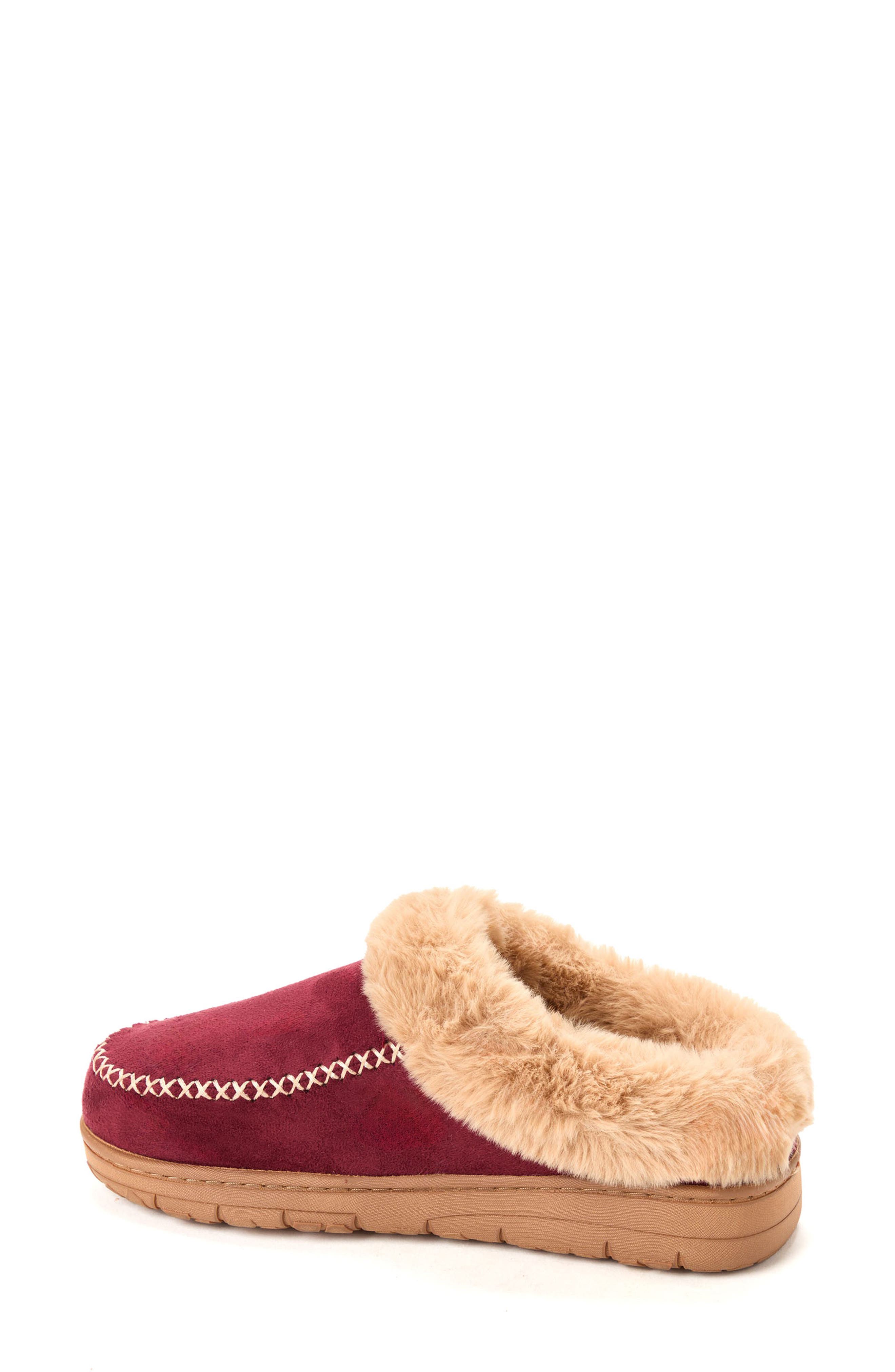 Microsuede Moc Toe Clog Slipper, Alternate, color, BERRY