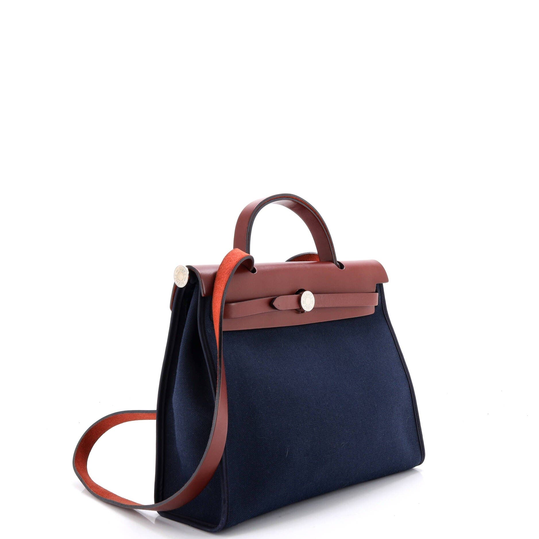 Pre-Owned Hermes Herbag Zip Leather and Toile 31, Alternate, color, Bleu Nuit