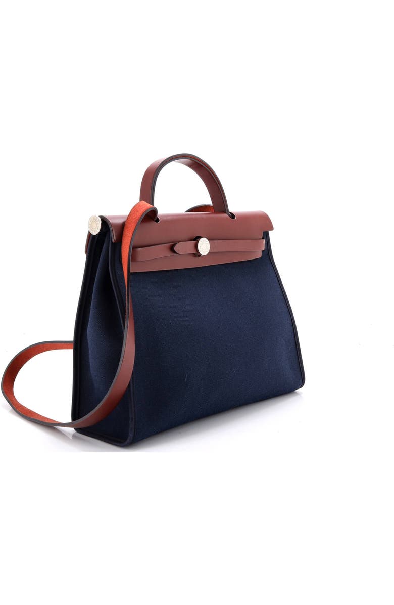 Pre-Owned Hermes Herbag Zip Leather and Toile 31, Alternate, color, Bleu Nuit